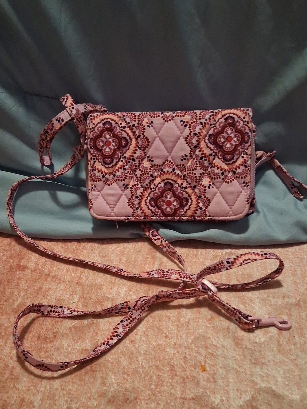 Vera Bradley Pink Quilted Floral Medallion Crossbody